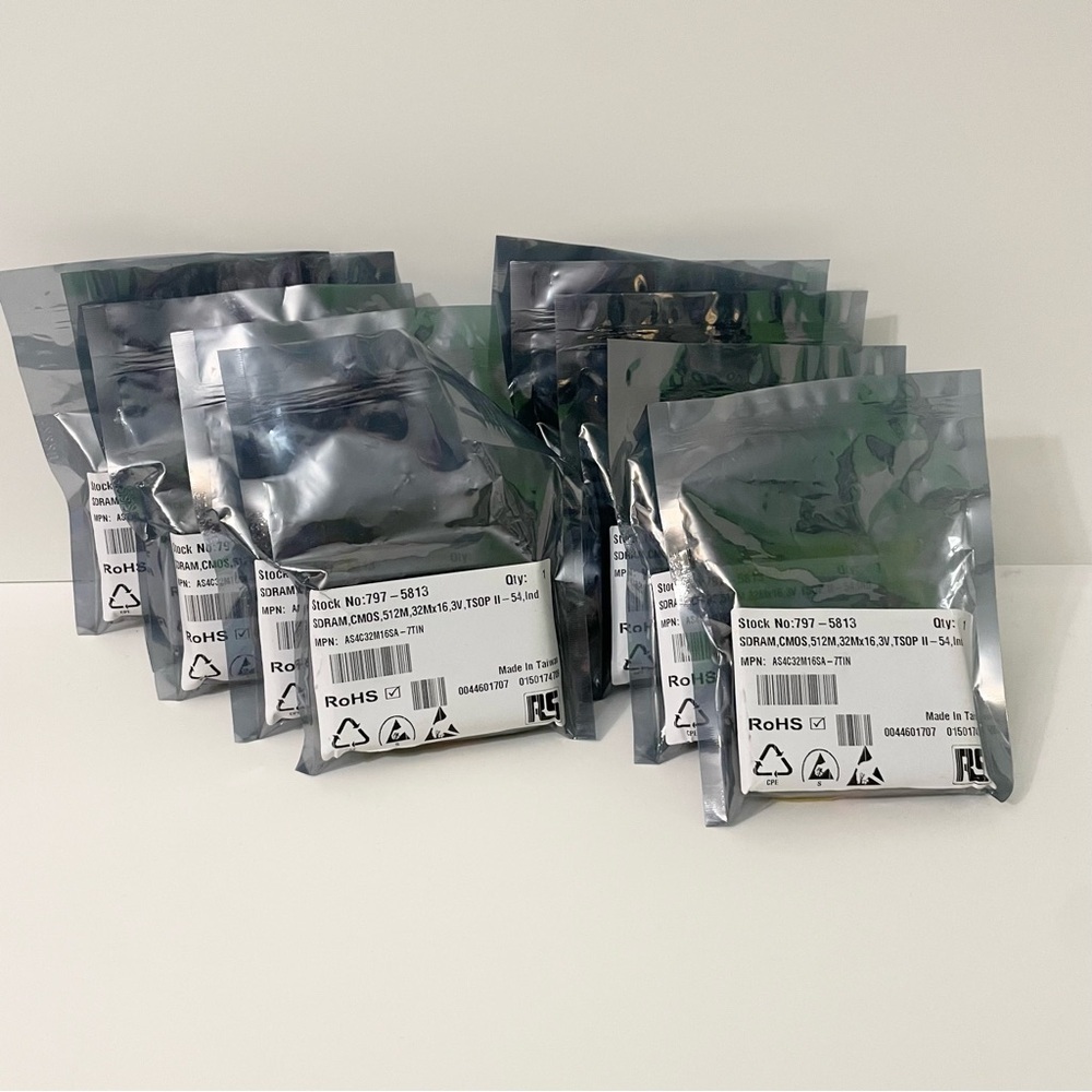 Lot of 10x 64MB (32Mx16) 3.3V SDRAM Memory Chips - AS4C32M16SA-7TIN TSOP II